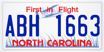NC license plate ABH1663