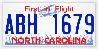 NC license plate ABH1679