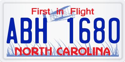 NC license plate ABH1680
