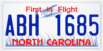 NC license plate ABH1685