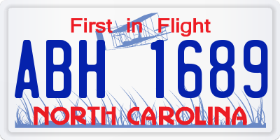 NC license plate ABH1689
