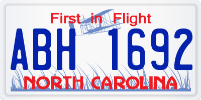 NC license plate ABH1692