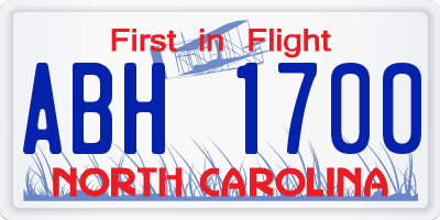 NC license plate ABH1700