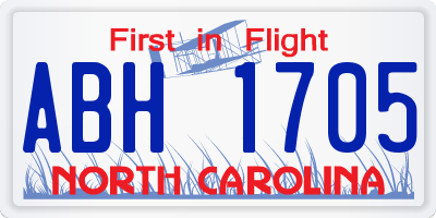 NC license plate ABH1705