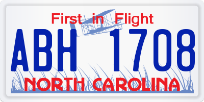 NC license plate ABH1708