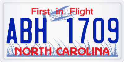 NC license plate ABH1709