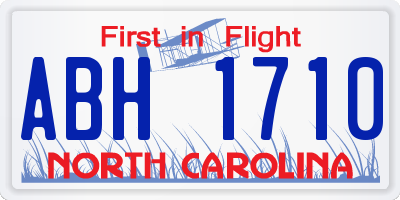 NC license plate ABH1710