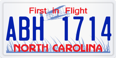 NC license plate ABH1714