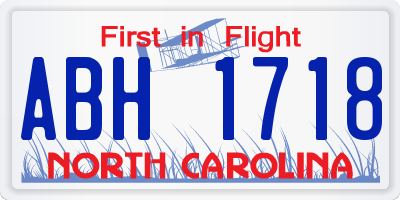 NC license plate ABH1718