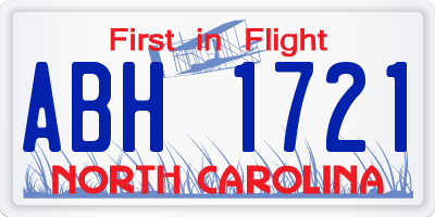 NC license plate ABH1721
