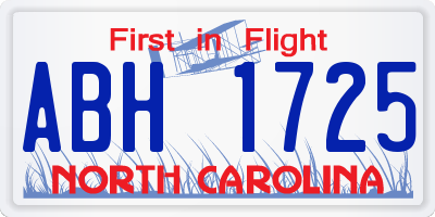 NC license plate ABH1725
