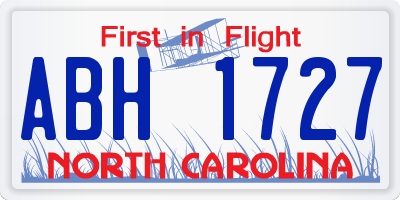 NC license plate ABH1727