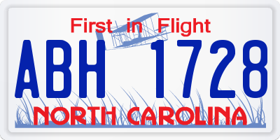NC license plate ABH1728