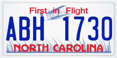 NC license plate ABH1730