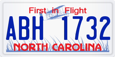 NC license plate ABH1732