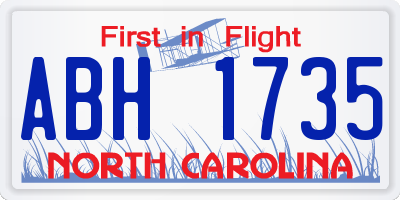 NC license plate ABH1735