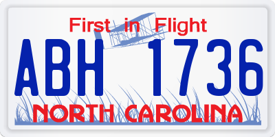 NC license plate ABH1736