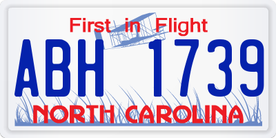 NC license plate ABH1739