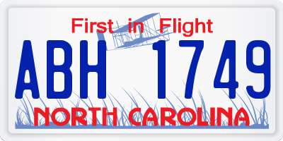 NC license plate ABH1749