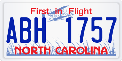 NC license plate ABH1757