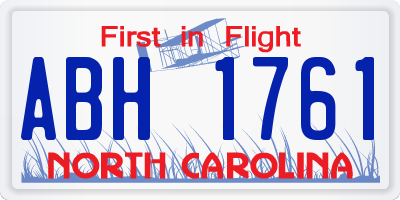 NC license plate ABH1761