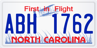 NC license plate ABH1762