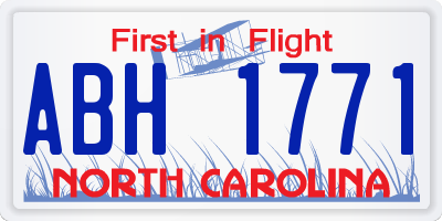 NC license plate ABH1771