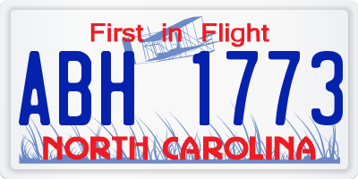 NC license plate ABH1773