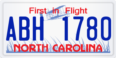 NC license plate ABH1780