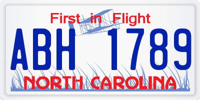 NC license plate ABH1789