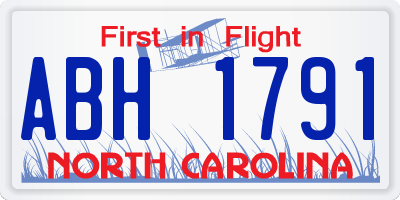 NC license plate ABH1791