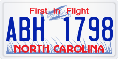 NC license plate ABH1798