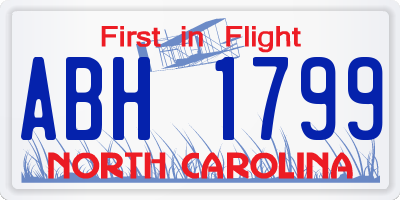 NC license plate ABH1799