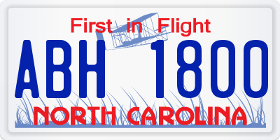 NC license plate ABH1800