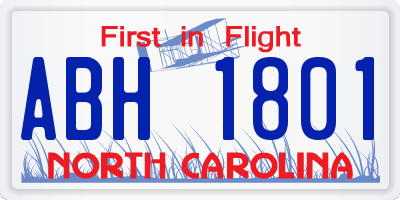 NC license plate ABH1801