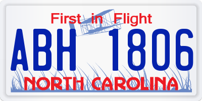 NC license plate ABH1806