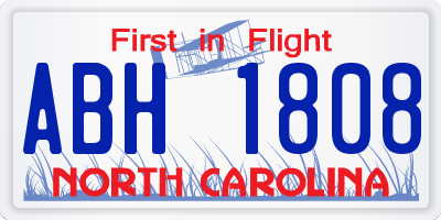 NC license plate ABH1808