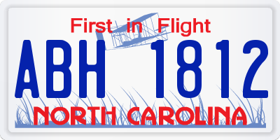 NC license plate ABH1812