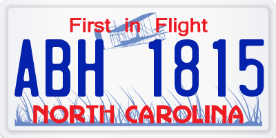 NC license plate ABH1815