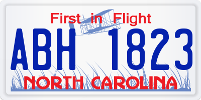NC license plate ABH1823