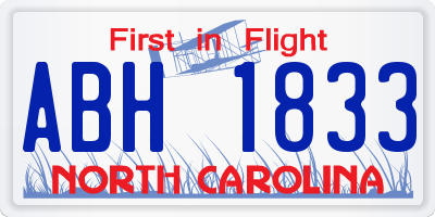 NC license plate ABH1833