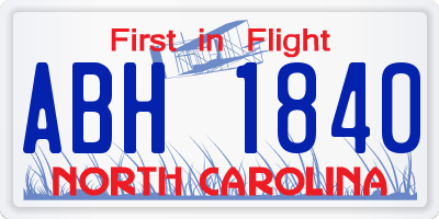 NC license plate ABH1840
