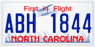 NC license plate ABH1844