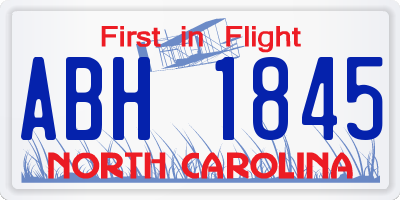 NC license plate ABH1845