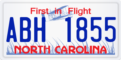 NC license plate ABH1855