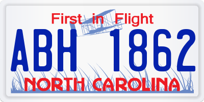 NC license plate ABH1862