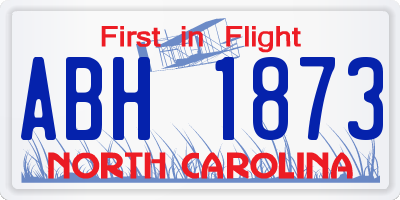 NC license plate ABH1873