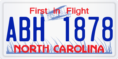 NC license plate ABH1878