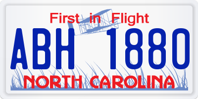 NC license plate ABH1880