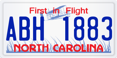 NC license plate ABH1883
